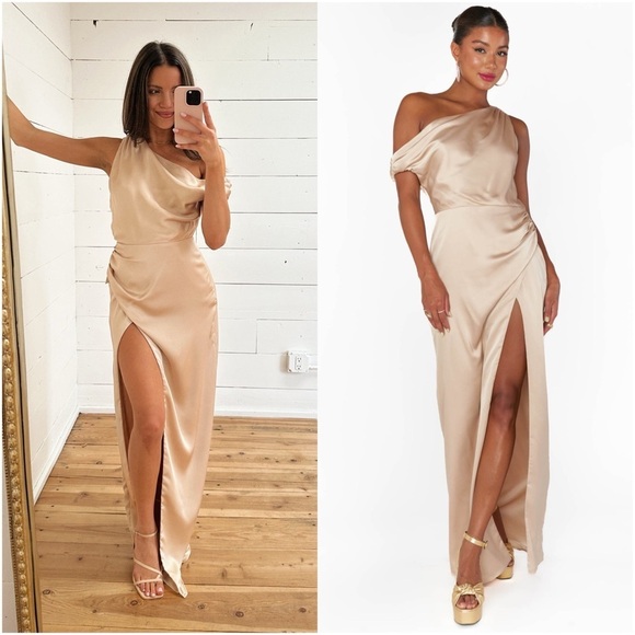 Show Me Your MuMu Dresses & Skirts - SHOW ME YOUR MUMU Jodie Maxi Dress In Champagne Luxe Satin